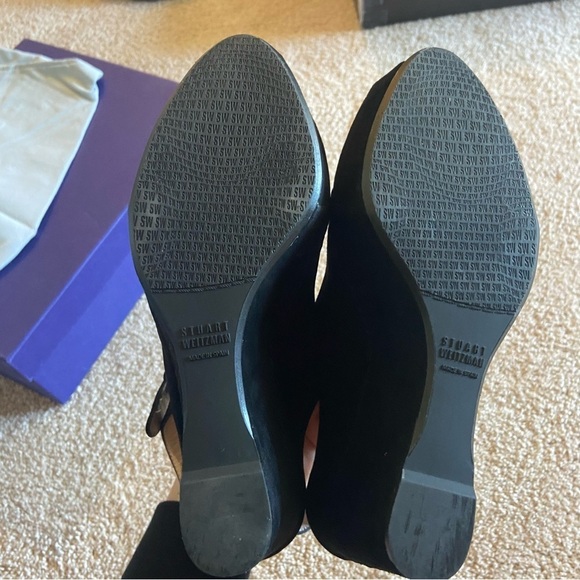 Stuart Weitzman Black Suede Turnover Platform Heel - Picture 11 of 14